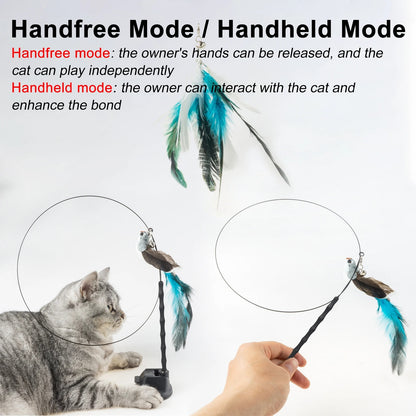 Handsfree Bird/Feather Cat Wand with Bell